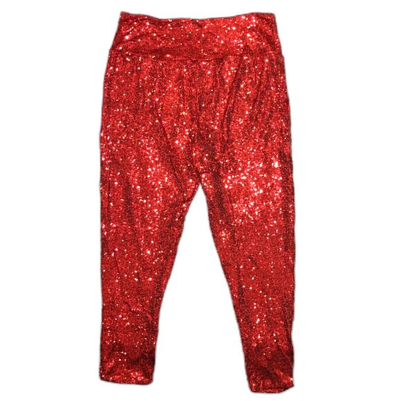 Tipsy Elves Red Sequin High-Waisted Leggings 1X NWT - Picture 5 of 8